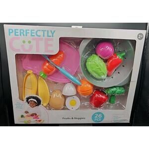 Perfectly Cute Farmers Market Fruit & Veggies Play Set 26PC Play Pretend Kitchen